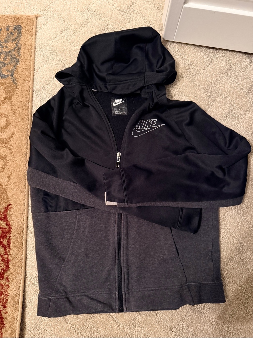 Nike Kids Black & Charcoal Full-Zip Hooded Jacket
